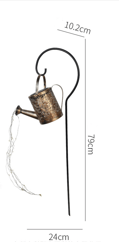 Enchanted Watering Can Outdoor Solar Watering Can Ornament Lamp Garden Art Light Decoration Hollow-out Iron Shower LED Lights | Kalsten
