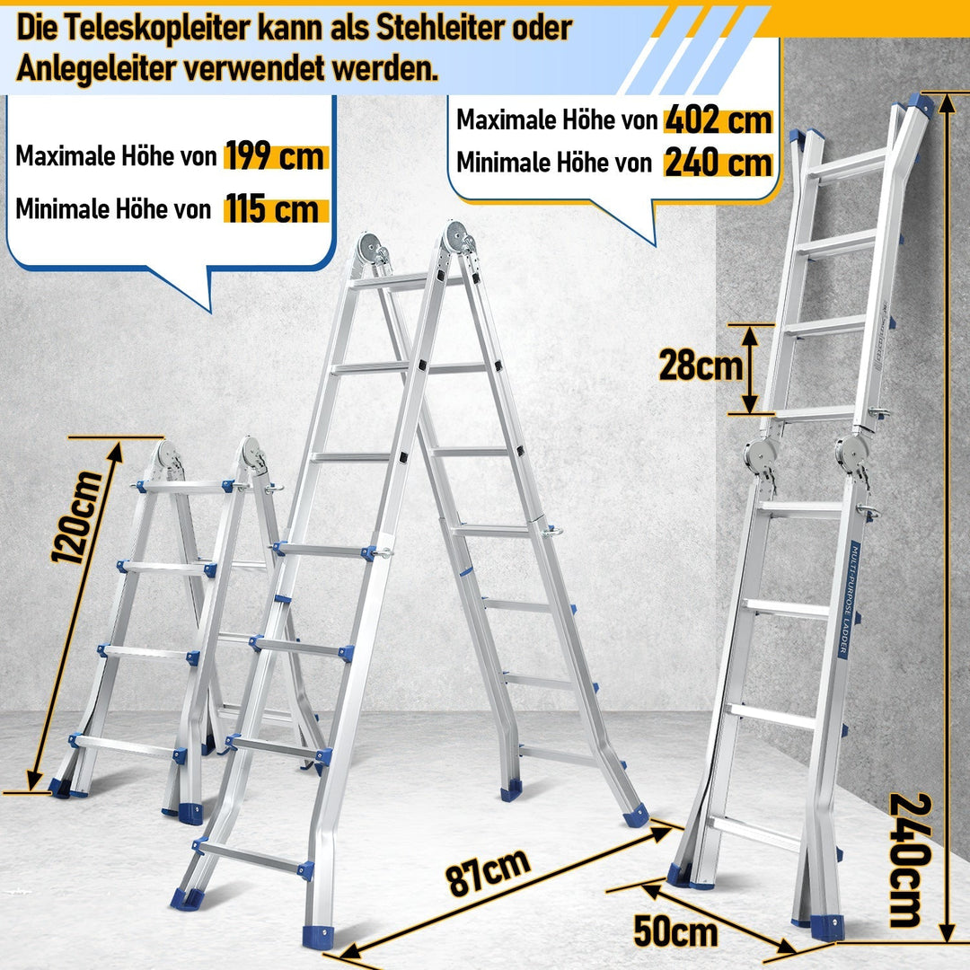 Telescopic ladder Multifunctional ladder 3 in 1 Aluminum ladder | Kalsten