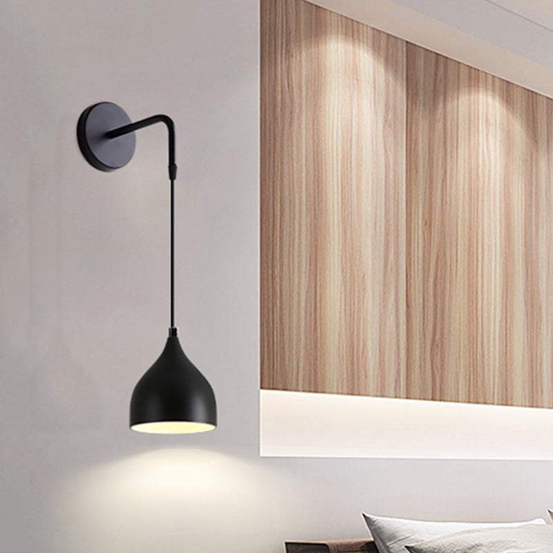 White/Black Finish Urn Shape Wall Mount Light Modern 1 Light Iron Wall Pendant Lamp for Bedside | Kalsten