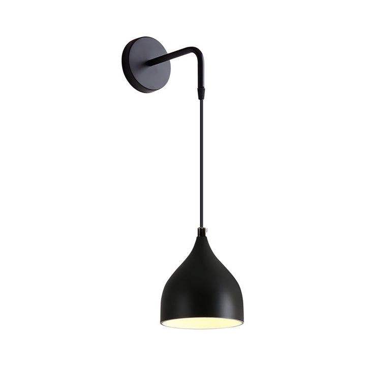 White/Black Finish Urn Shape Wall Mount Light Modern 1 Light Iron Wall Pendant Lamp for Bedside | Kalsten