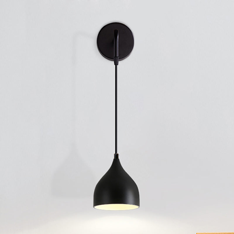 White/Black Finish Urn Shape Wall Mount Light Modern 1 Light Iron Wall Pendant Lamp for Bedside | Kalsten