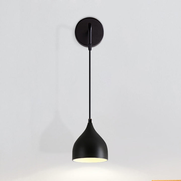 White/Black Finish Urn Shape Wall Mount Light Modern 1 Light Iron Wall Pendant Lamp for Bedside | Kalsten