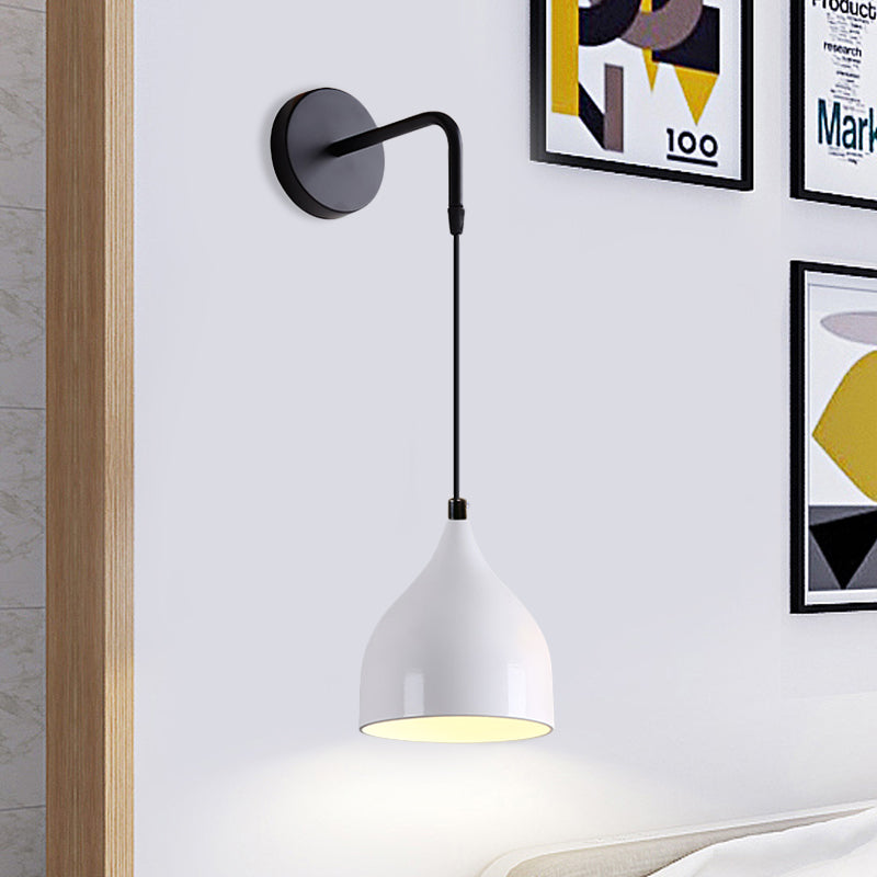 White/Black Finish Urn Shape Wall Mount Light Modern 1 Light Iron Wall Pendant Lamp for Bedside | Kalsten