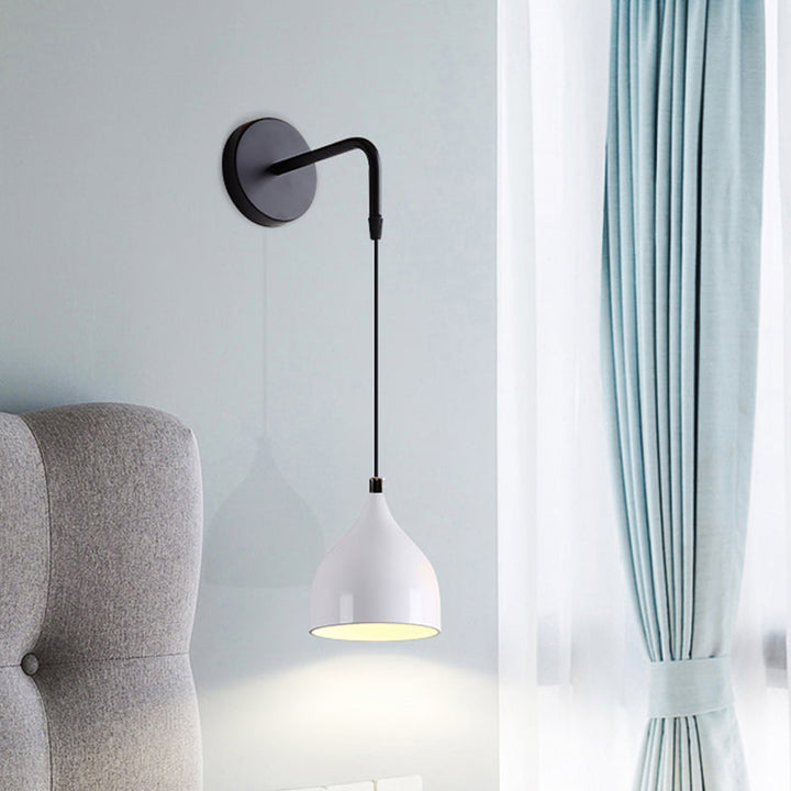 White/Black Finish Urn Shape Wall Mount Light Modern 1 Light Iron Wall Pendant Lamp for Bedside | Kalsten