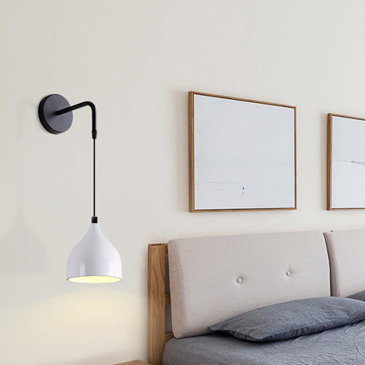 White/Black Finish Urn Shape Wall Mount Light Modern 1 Light Iron Wall Pendant Lamp for Bedside | Kalsten