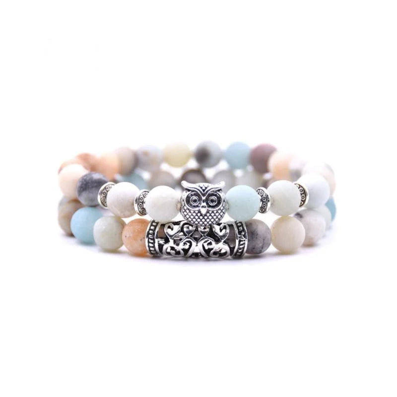 Skanto | Owl Charm Natural Stone Bracelet