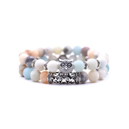 Skanto | Owl Charm Natural Stone Bracelet