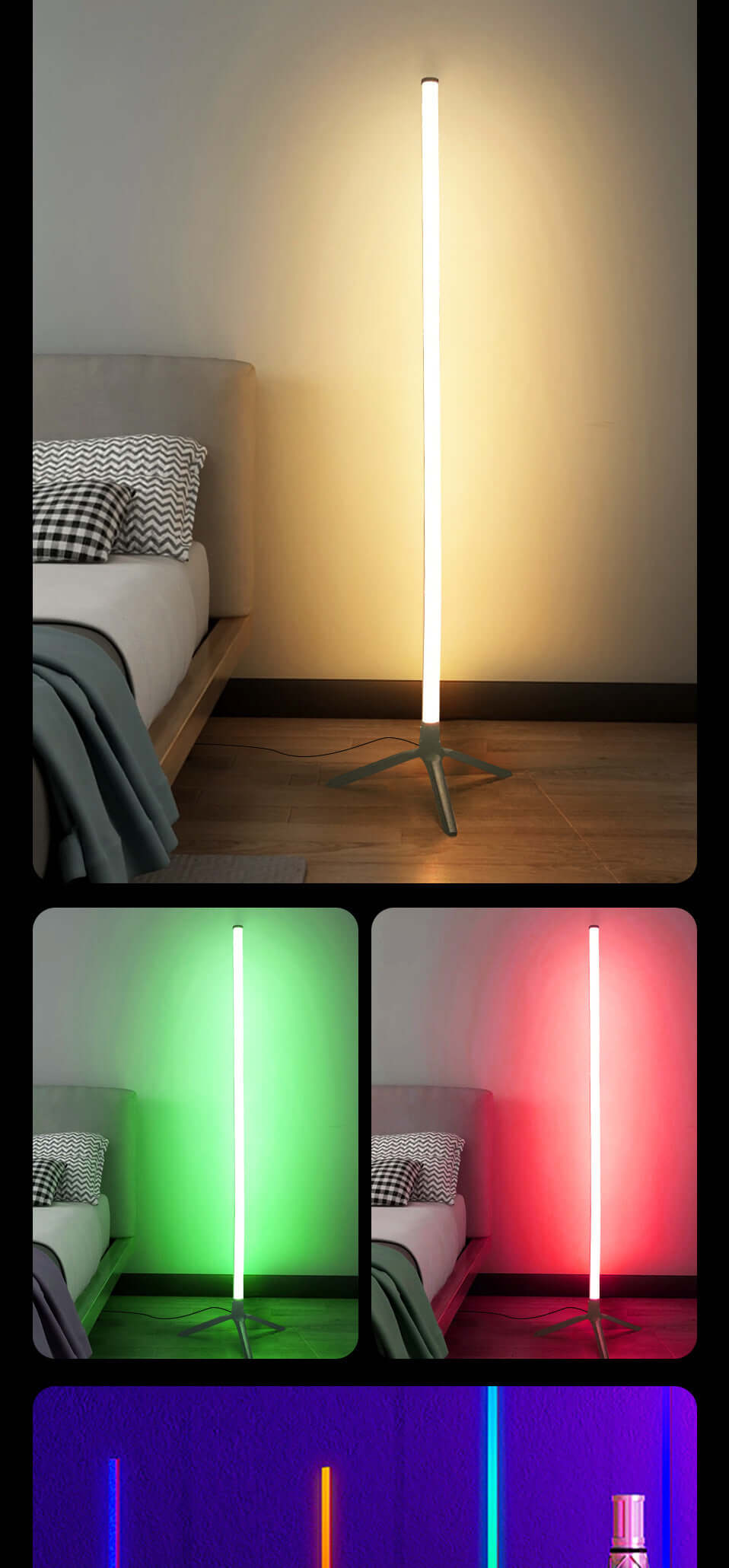 LED Corner Ambience Light Split Floor Bedroom Decoration RGB Remote Control Floor Lamp | Kalsten