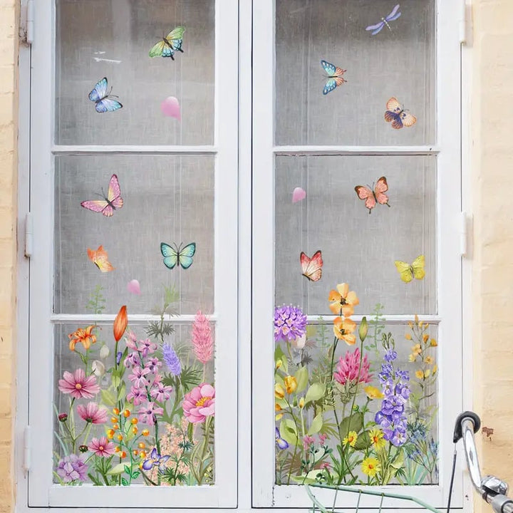 Kalsten | 💐 Colorful Floral Bouquet Window Sticker 🖼️ (Removable without leaving marks)