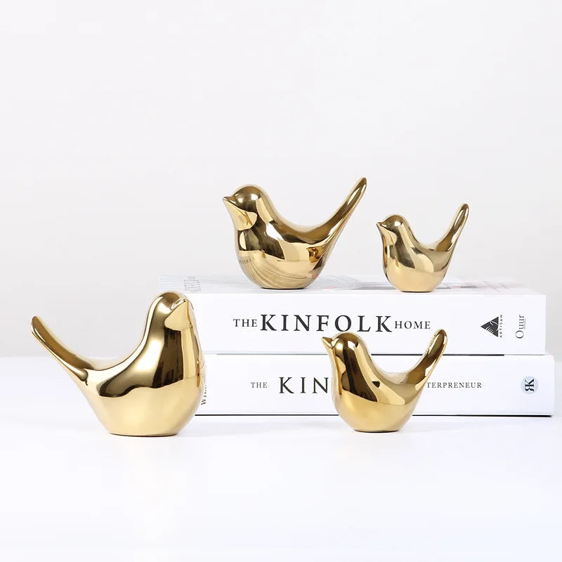 Kalsten | Nordic Golden Ceramic Bird Decoration for Modern Home Decor