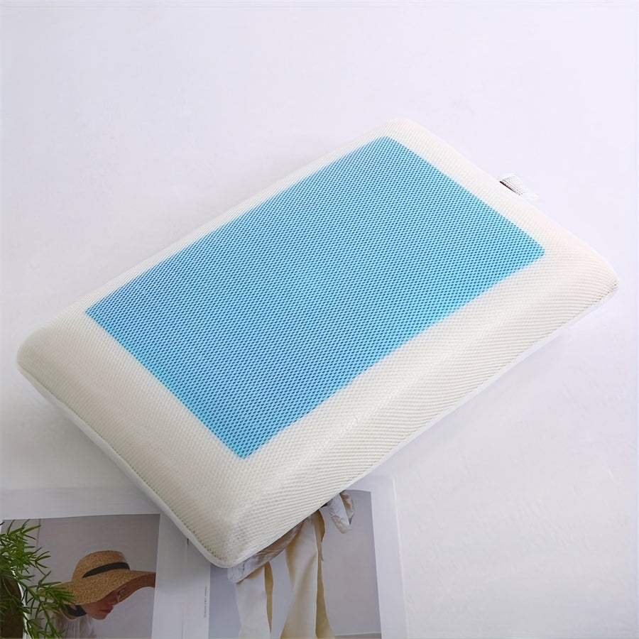 1pc Ergonomic Memory Foam Pillow with Breathable Mesh and Cooling Gel Core - Supports Neck and Back for Comfortable Sleep | Kalsten