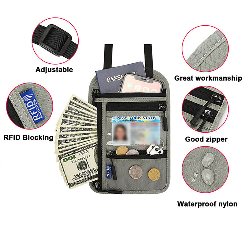 Kalsten | Travel Neck Pouch Neck Wallet with RFID Blocking Passport Holder
