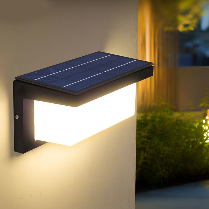 Rectangle Waterproof Light Control Induction Black Modern Solar Sconces | Kalsten