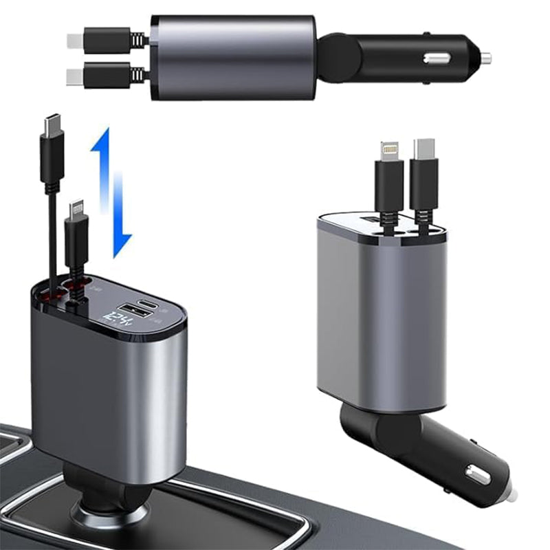 4-in-1 Car Charger with Retractable Cable | Kalsten