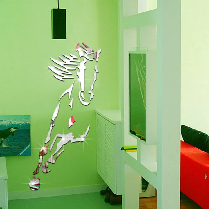 Kalsten | Galloping Horse Wall Decoration, 3D Acrylic Modern Mirror Horse Wall Sticker