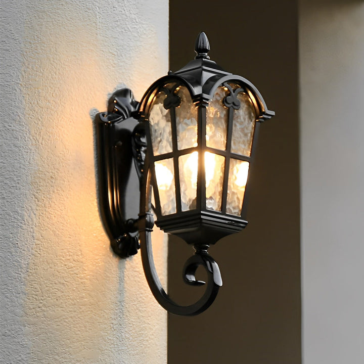 Vintage Glass Waterproof Black European-style Outdoor Wall Lamp Exterior Lights | Kalsten