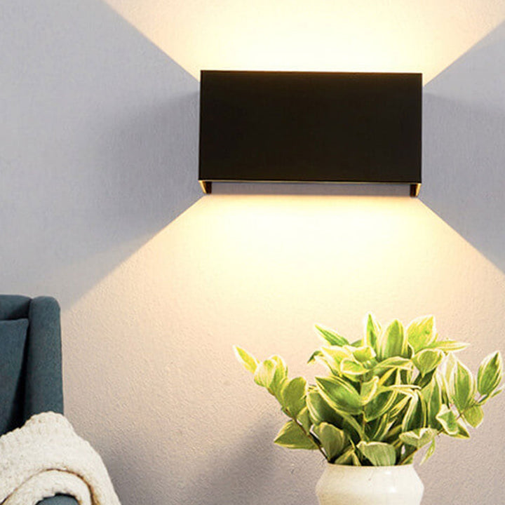 Modern Outdoor Waterproof Rectangular LED Up and Down Illuminated Outdoor Wall Sconce Lamp | Kalsten