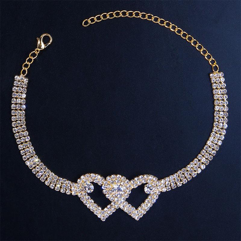 Rhinestone Heart Anklet