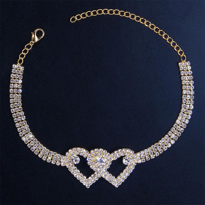 Rhinestone Heart Anklet