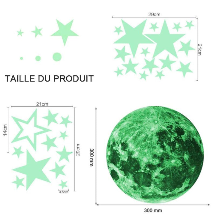 Creative Fluorescent Wall Sticker - Moon / stars / round dots | Kalsten