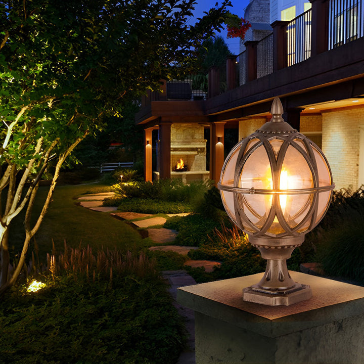 Round Glass E27 Waterproof European Style Outdoor Post Caps Lights | Kalsten
