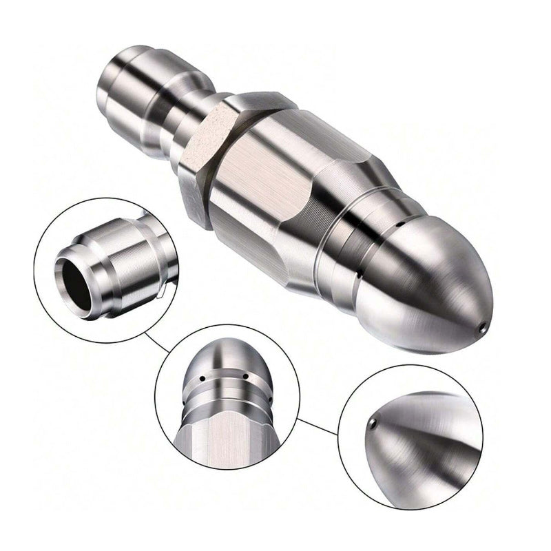 High pressure nozzle made of stainless steel for unclogging wastewater pipes | Kalsten