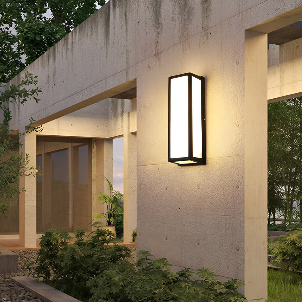 Rectangle LED Waterproof Motion Sensor Black Modern Wall Sconce Lighting | Kalsten