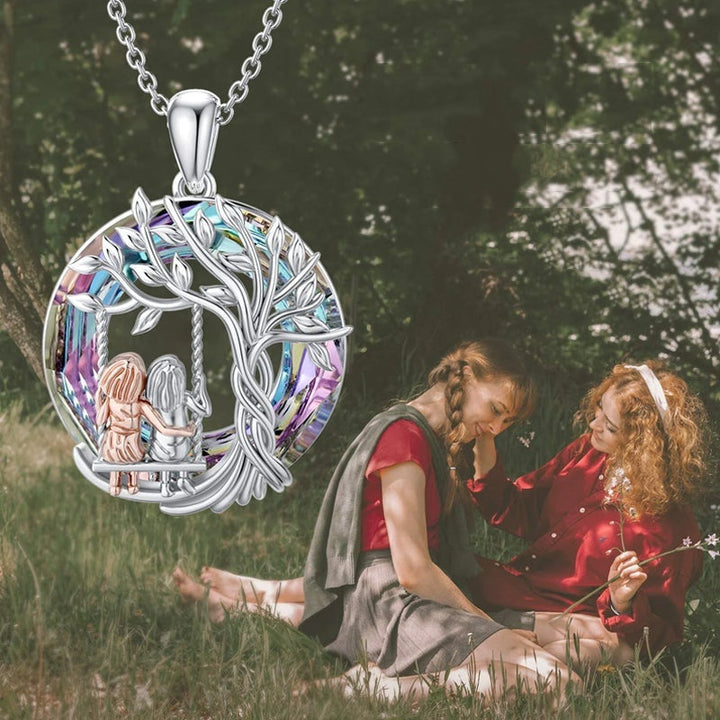 Kalsten | Tree of Life Sister on the Swing Cry-stal Pendant Necklace