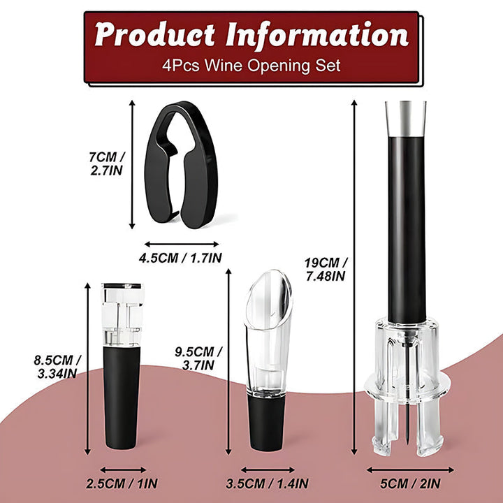 Air Pump Corkscrew Wine Opener Set