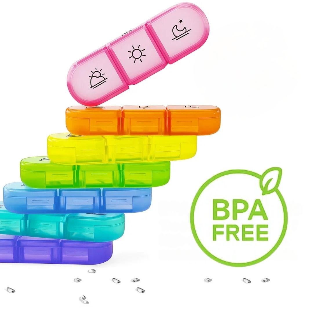 MediTrack | Weekly Pill Organizer – Improves Medication Adherence - Easy‑Open Large Compartments – BPA‑Free Durable – Travel & Seniors Kalsten