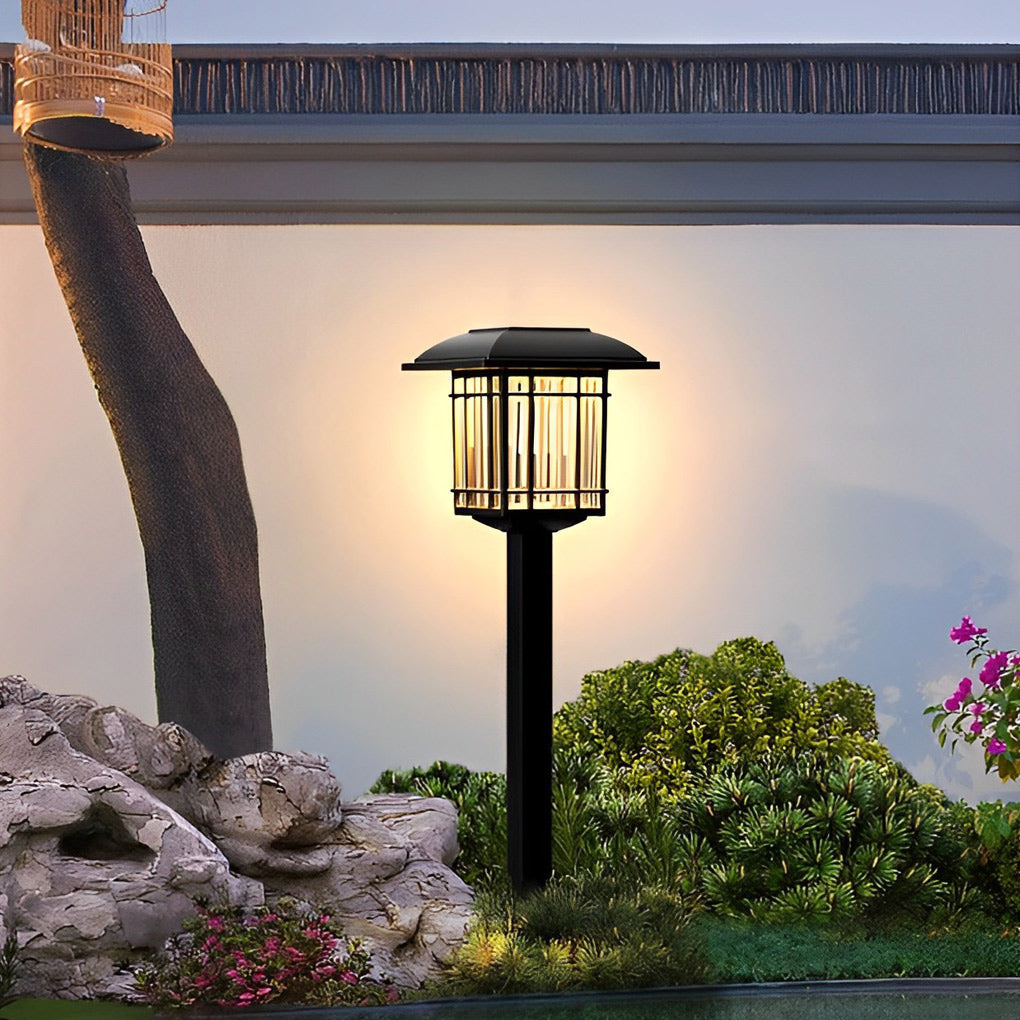 2PCS Vintage Square Waterproof LED Black Modern Solar Lawn Lights | Kalsten