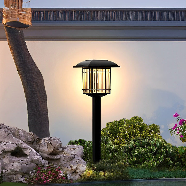 2PCS Vintage Square Waterproof LED Black Modern Solar Lawn Lights | Kalsten