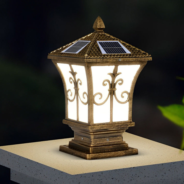 Vintage Pattern Waterproof Automatic Solar Powered Fence Post Lights | Kalsten