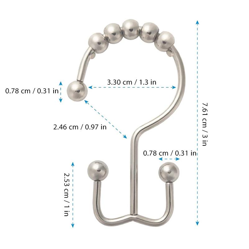 Stainless Steel Shower Curtain Hooks (12 pieces) | Kalsten