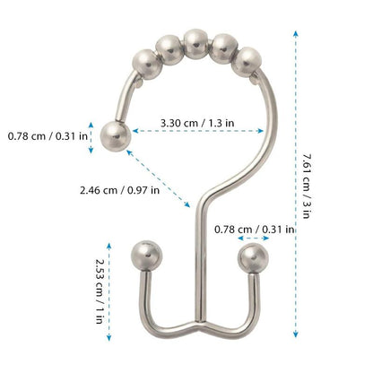 Stainless Steel Shower Curtain Hooks (12 pieces) | Kalsten