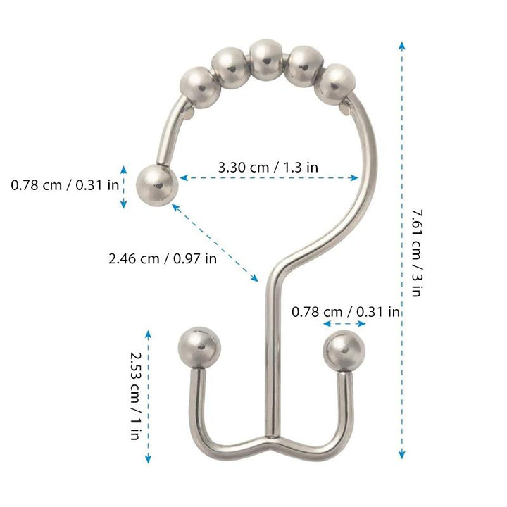 Stainless Steel Shower Curtain Hooks (12 pieces) | Kalsten