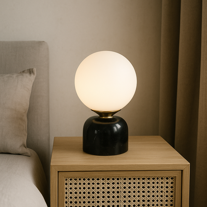 Marnor | Marble Table Lamp with Glass Shade – Scandinavian Minimalist Design | Kalsten