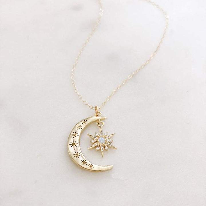 Moon & Sun Croissant Necklace | Kalsten