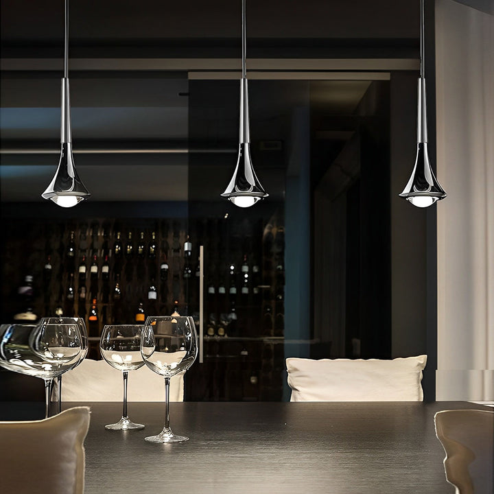 1-Light Water Drop Metal LED Nordic Staircase Pendant Lights Small Chandelier | Kalsten