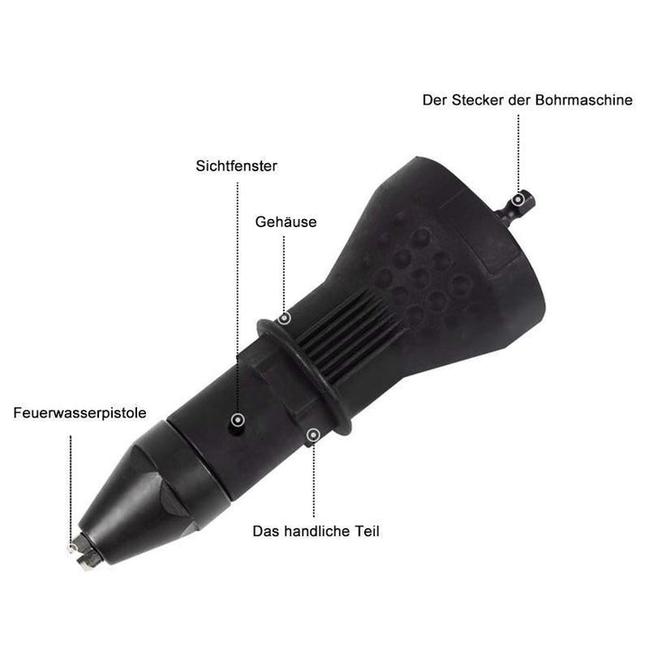 Removable rivet gun drill adapter | Kalsten