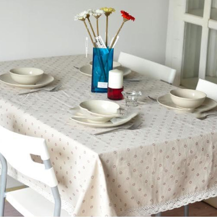 Daisy Print Cotton Linen Tablecloth | Kalsten