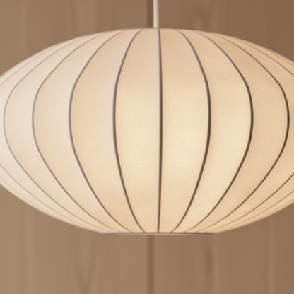 Japandi Silk-Shade Dining Chandelier