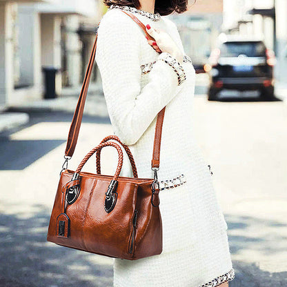 Skanto | New Bags Made of Oil Wax Leather Boston, Large Tote Bag Made of Soft Leather