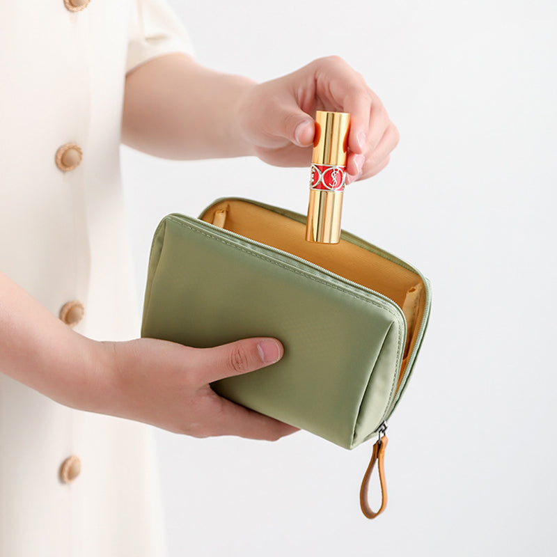 Solid color cosmetic bag with double zipper | Kalsten