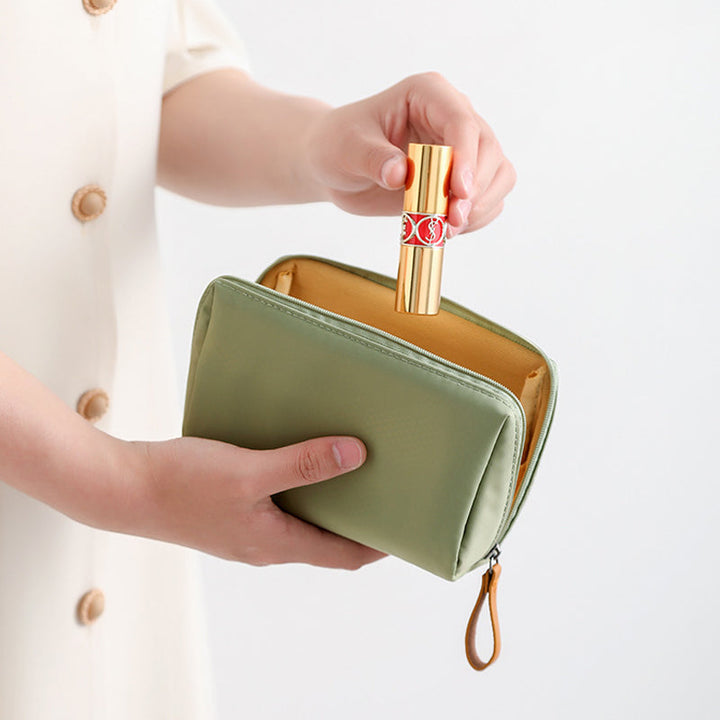 Solid color cosmetic bag with double zipper | Kalsten