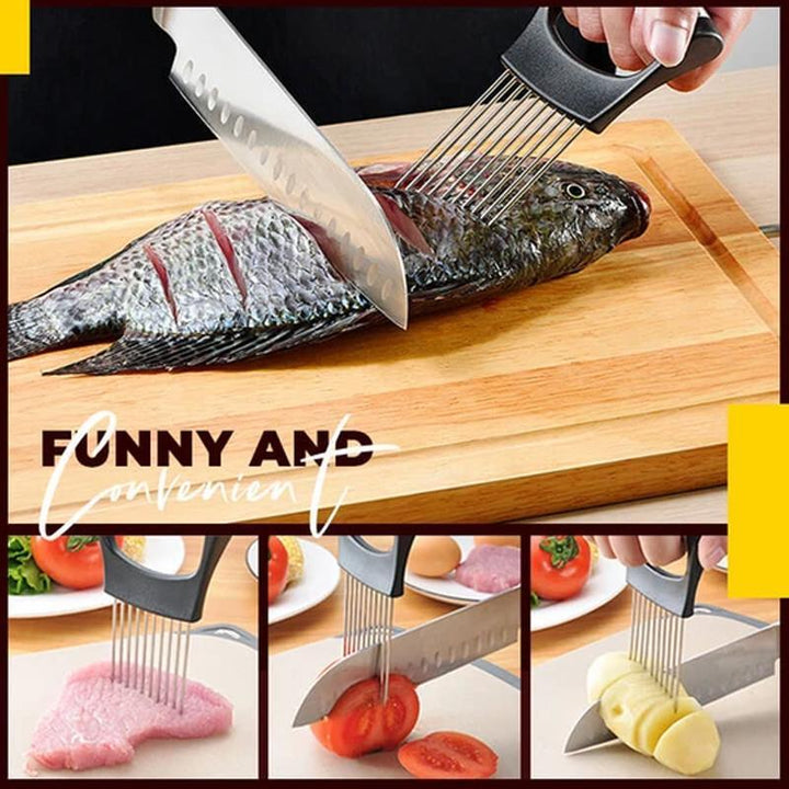 Stainless Steel Onion Cutter Holder, Food Slicers Assistant Tomato Slicer Holder | Kalsten
