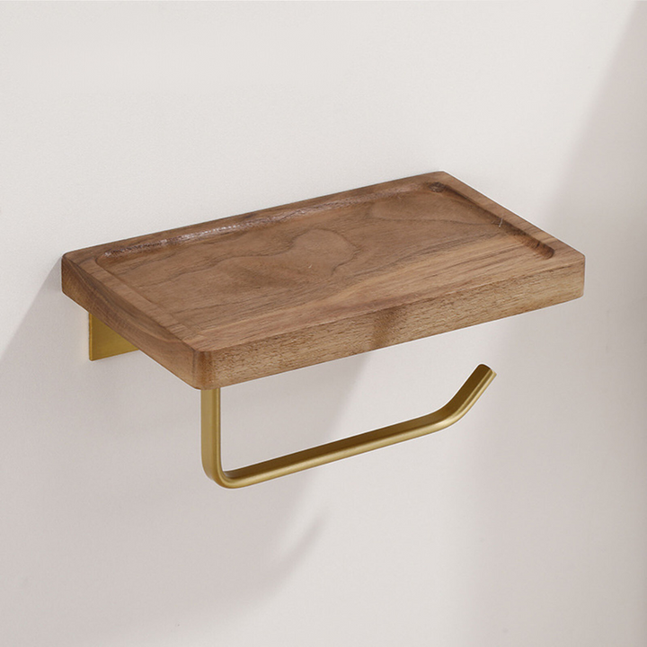 Elegant Wall-Mounted Toilet Paper Holder - made of Walnut and Stainless Steel Kalsten