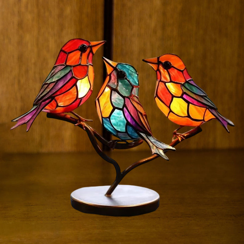Colored Glass Ornaments Birds on Branches | Kalsten