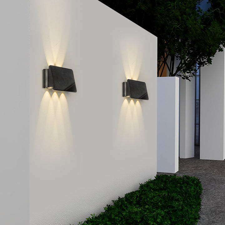 Up and Down Lighting LED Waterproof Black Modern Solar Wall Lights | Kalsten