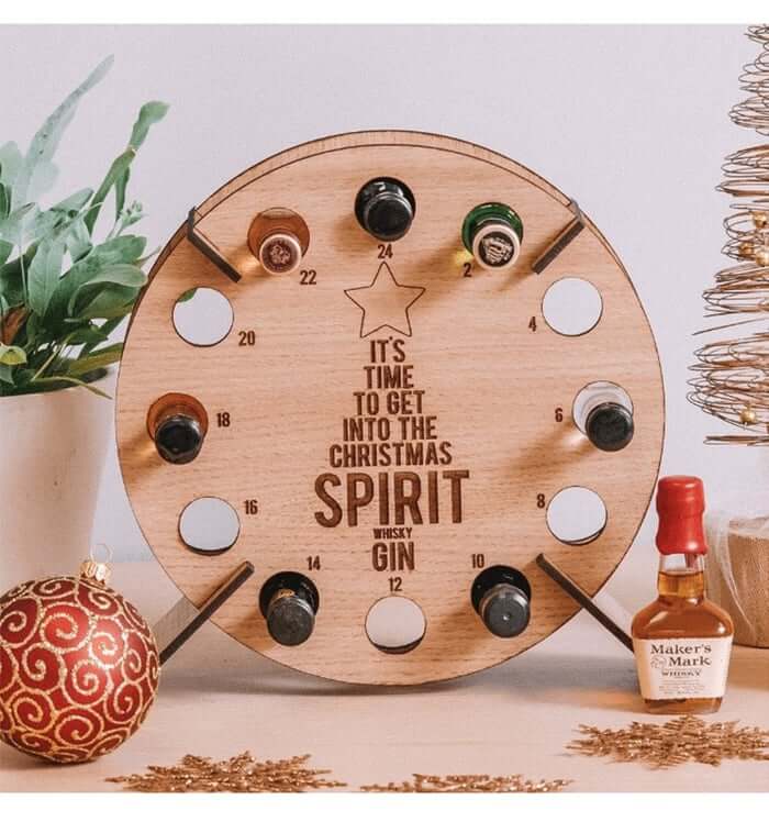 Christmas Advent Calendar Tree – Wooden Beer & Wine Holder, Reusable Birch Wood